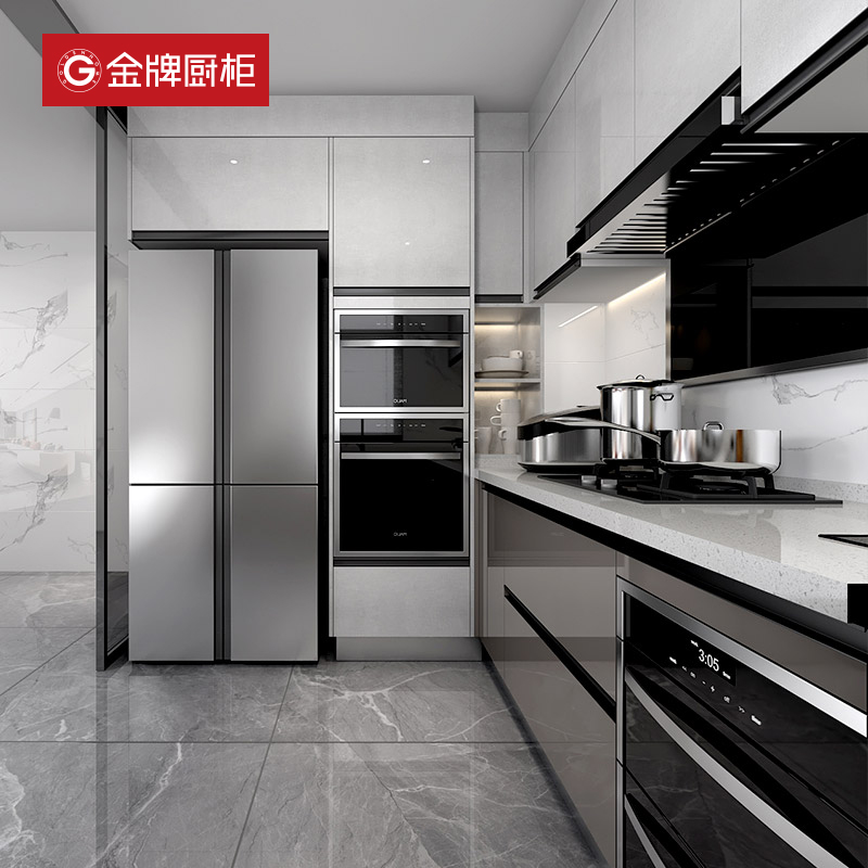 金牌厨柜整体厨房橱柜定制简约现代简易小L厨柜装修定做预付金都4