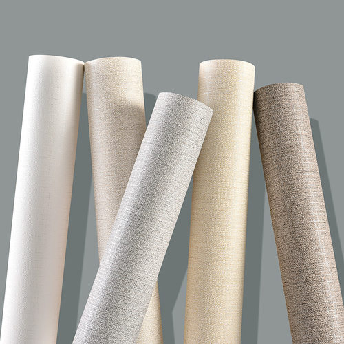 简约现代加厚防水墙纸自粘纯色亚麻无纺壁纸自粘客厅卧室背景壁纸