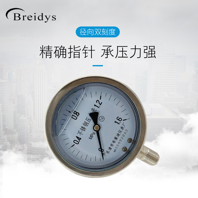 全不锈钢压力表YN100BF耐震压力表通用压力表0-1.6/100mpa多量程
