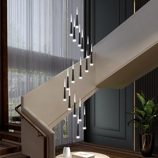 楼梯长吊灯别墅旋转loft公寓挑空跃层楼梯间灯复式楼中楼梯灯吊灯