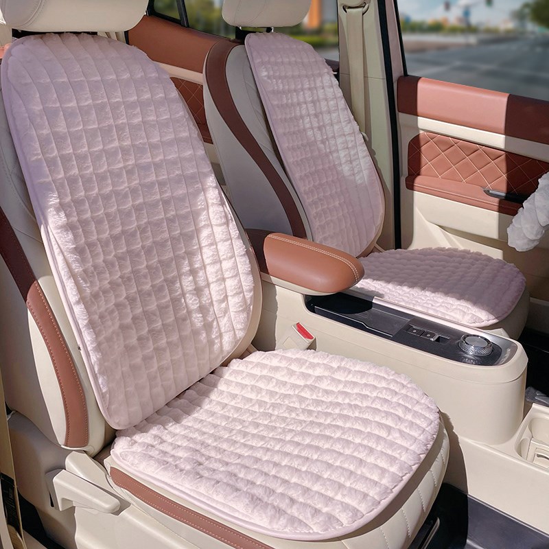 汽车坐垫冬季座椅套座垫r粉色女生高级感主驾驶车垫子座位毛绒座