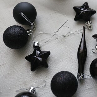 5CM黑色圣诞球异形球8CM洒粉糖果洋葱球6CM圣诞树装饰品挂饰摆件