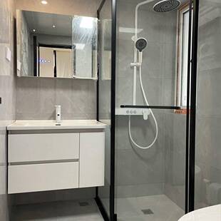 极窄T字型隔断玻璃门推拉移门淋浴房沐浴卫生间一门两用干湿分离