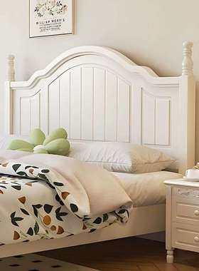 北欧白色实木床现代简约1.8m双人床主卧1.5m单人床双人奶油风大床