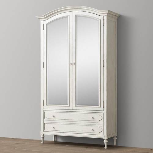 手工雕刻橡木双门衣柜美式乡村复古做旧实木雕花大衣橱储物柜书柜