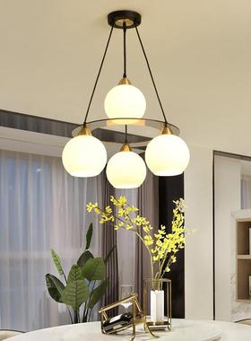 餐厅灯简约现代创意吊灯led水晶灯三四头圆形饭厅客厅灯吧台灯具