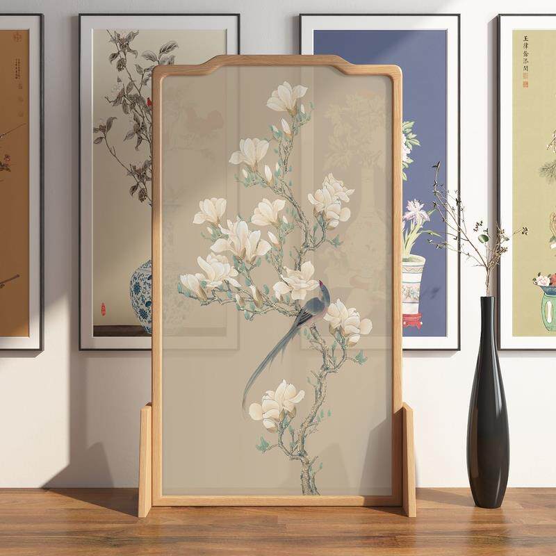 新中式屏风隔断客厅进门卧室遮挡家用简约现代布艺木质座屏入户