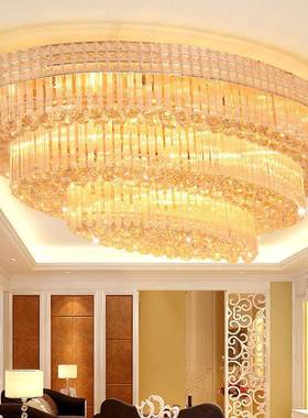 方形水晶灯客厅灯大气奢华金色水晶吸顶灯led卧室灯灯饰灯具