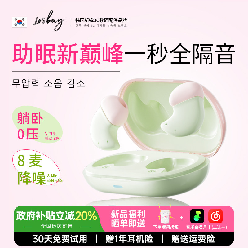 政府补贴LosBay睡眠蓝牙耳机2026新款降噪隔音无线贴耳式可侧睡觉