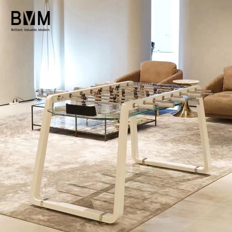 bvm透明钢化水晶玻璃亚克力桌上足球机实木标准成人桌上足球台