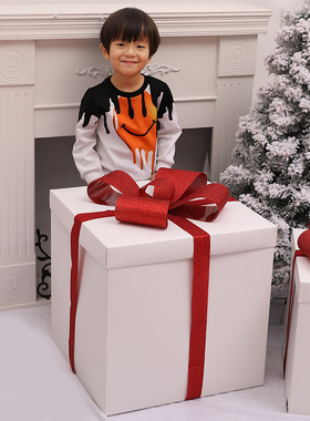 圣诞节装饰白色礼包礼盒礼物盒堆头商场橱窗布置道具圣诞美陈用品