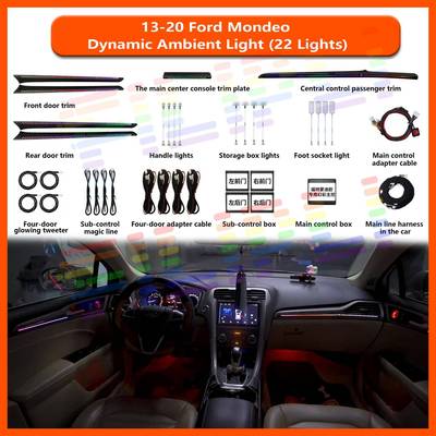 适用于13-20福特蒙迪欧动态氛围灯22灯LED内饰隐藏APP控制氛围灯