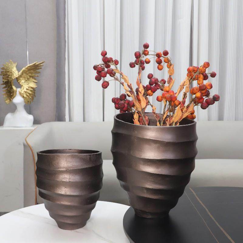 北欧创意几何宽口螺纹金属花瓶摆件客厅卧室玄关电视柜家居装饰品,清洗/食品/商业设备,风口/风叶/风机配件,淘宝优惠券,粉丝福利购,淘宝优惠卷