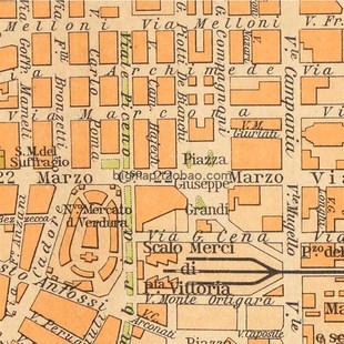 客厅油画布装 大尺寸幅面欧式 饰画芯心 1955年版 意大利米兰地图