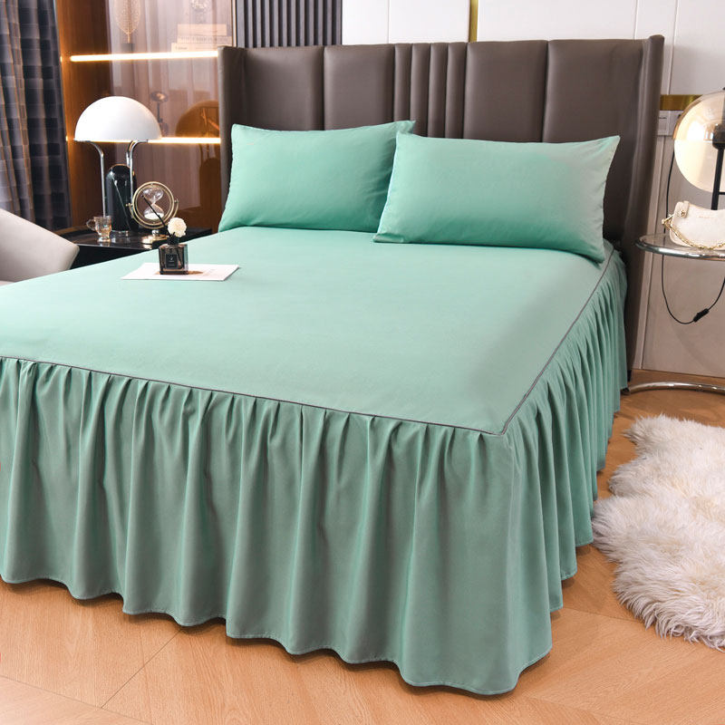 防滑纯色床裙式床套单件保护套1.5米1.8m床单床垫床笠180x200x220