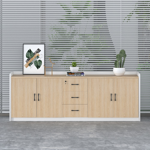 办公室储物柜小矮柜木质文件柜抽屉带锁打印机工作台会议室茶水柜