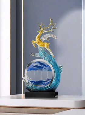 风生水起流d沙画摆件高级感小众办公室客厅玄关电视柜桌面创意装