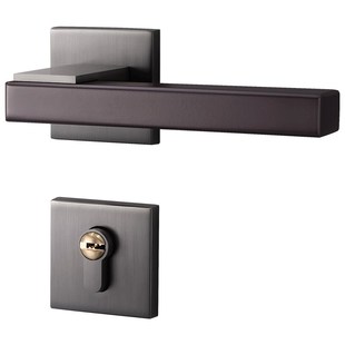 灰色卧室门锁室内磁吸实木房门房间门把手静音分体木门锁家用锁具