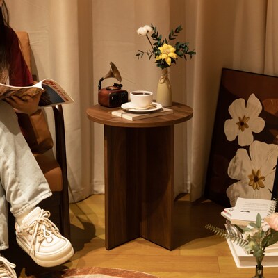 木工小舅 客厅复古小茶几床头角边几 咖啡店小圆桌民宿中古咖啡桌