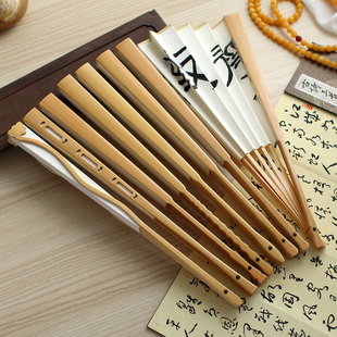 玉竹折扇男扇子收l藏文玩扇95宣纸书法扇空白苏工扇相声男扇礼品