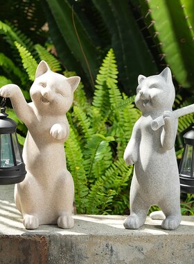 猫咪太阳能灯庭院造景民宿花园院子F布置户外花园装饰摆件小夜灯