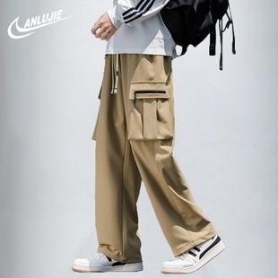 ANLUJIE大码男士美式复古口袋工装裤