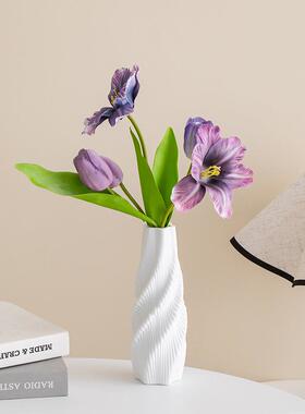 蜀门简约现代白色陶瓷装饰干花花瓶客厅玄关办公室插花摆件高级感