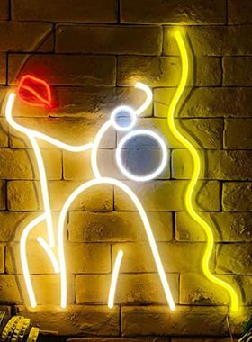 LED霓虹灯艺术墙装饰灯大波浪女士GracefulLady广告牌浪漫