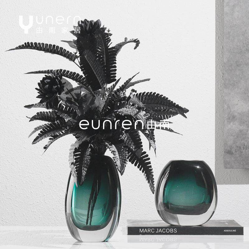 简约现代轻奢绿宝石琉璃玻璃花瓶插花器摆件样板房间软装饰品摆饰,清洗/食品/商业设备,风口/风叶/风机配件,淘宝优惠券,粉丝福利购,淘宝优惠卷