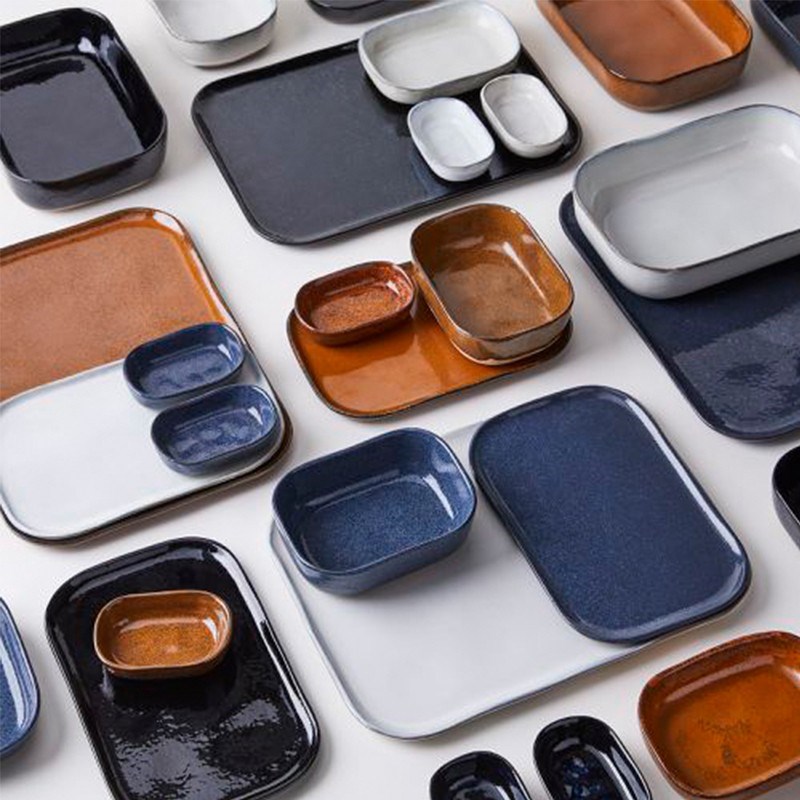比利时Serax Merci创意长方形陶瓷托盘 复古餐盘碗一人食餐具套装