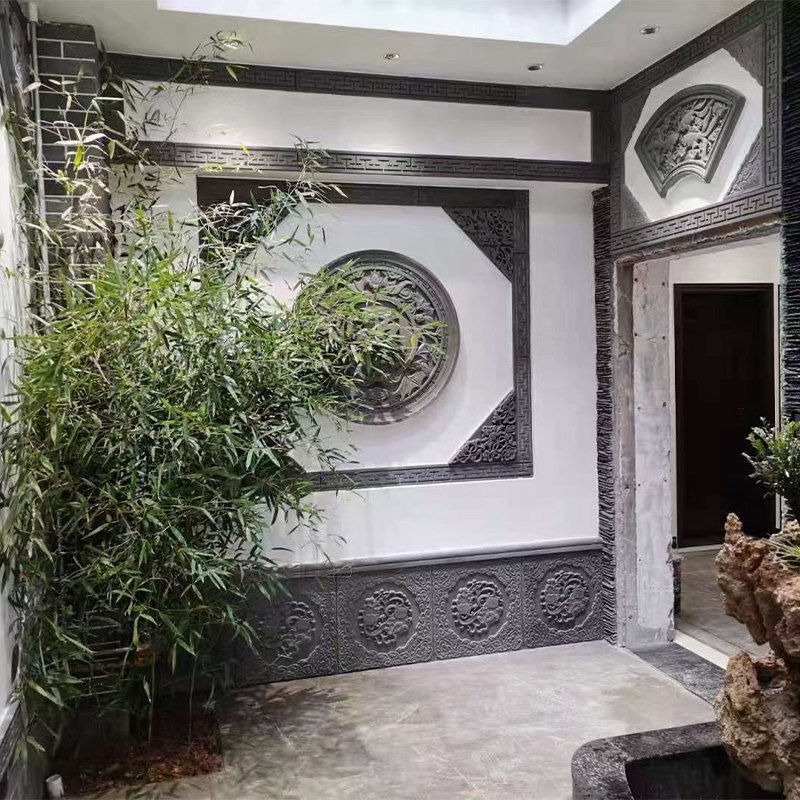 仿古砖雕a围墙镂空圆形花窗砖雕中式建材影壁瓦片水泥墙面装饰浮