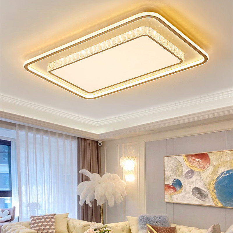 包安装LED客厅吸顶灯水晶长方形大气轻奢简约卧室灯餐厅灯具套装