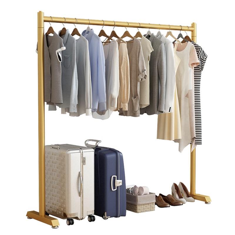 晾衣架落地c室内折叠挂衣架子卧室衣架单杆式衣帽架家用简易挂衣