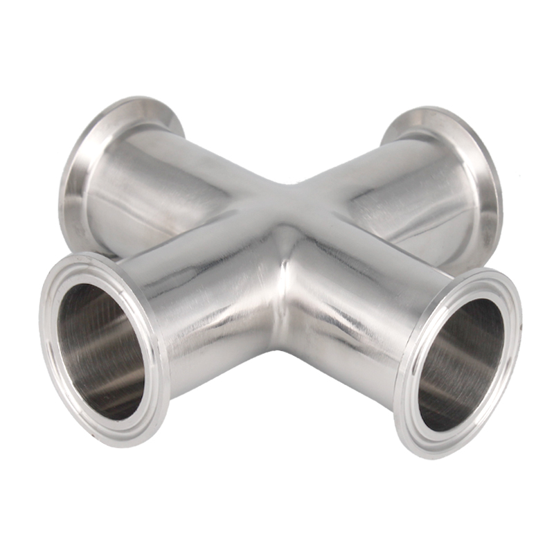 304不锈钢快装四通卫生级卡w箍式快接卡盘十字等径变径4通接头抛