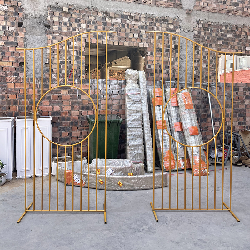 2022新款婚庆道具铁艺圆环拱门背景单杆花门户外S草坪婚礼花门架