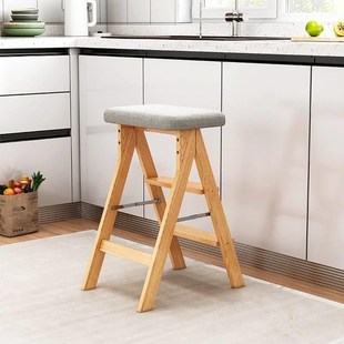 可折叠高脚凳家用吧台椅收银台酒吧餐厅椅子客厅实木梯凳现代简约