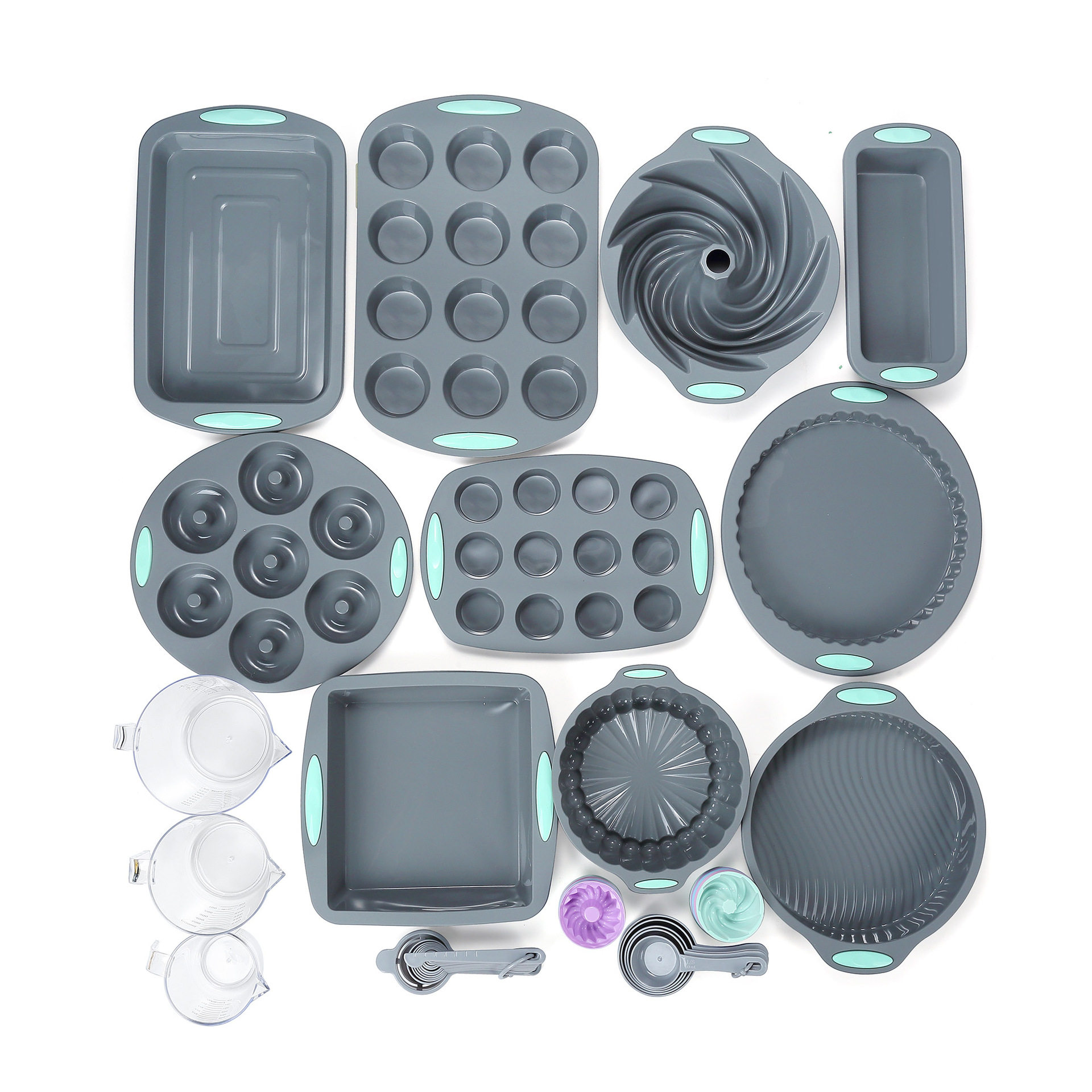 硅胶双色54件套蛋糕盘烘焙工具家用烘焙DIY蛋糕果冻布丁模具
