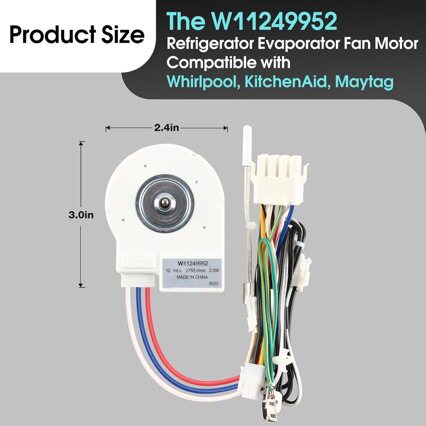 W11249952 蒸发器风扇电机适用于惠而浦冰箱W11039078风机 12V