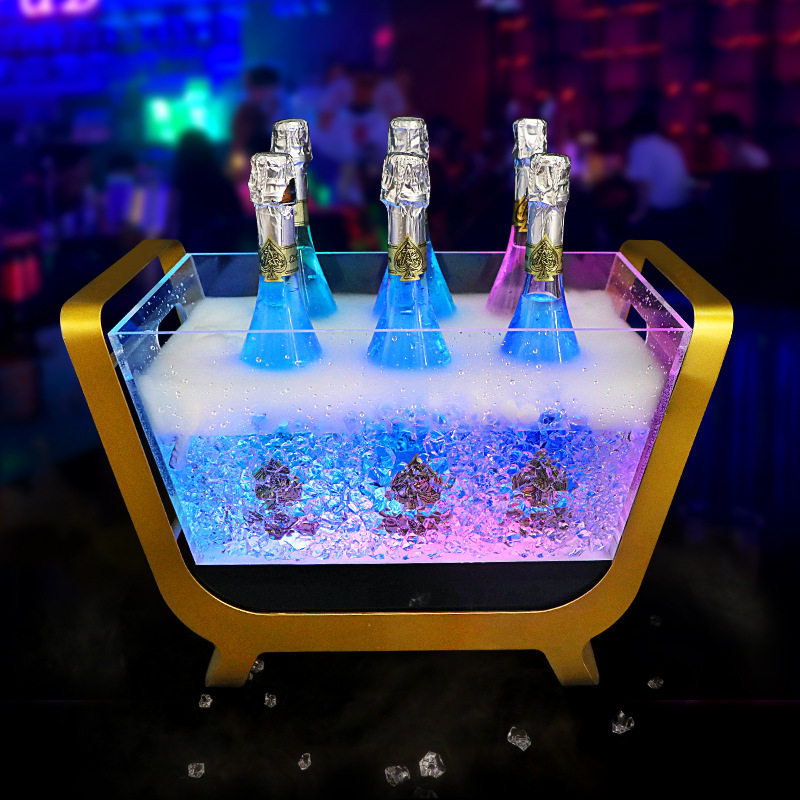 酒吧夜店KTV香槟船冰桶冰块桶彩光亚克力铁框船型创意LED发光冰桶