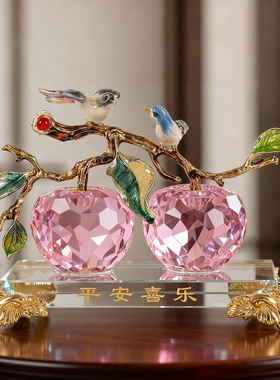 新中式平安喜乐水晶摆件珐琅彩工艺乔迁新居搬家之喜装饰品礼物