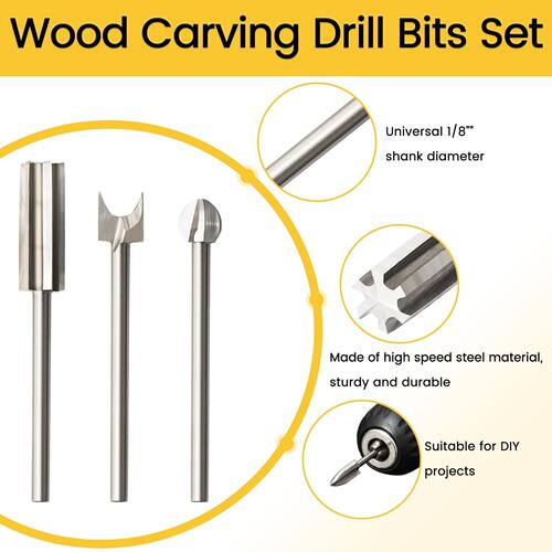 木雕钻头套装与 Dremel 旋转工具兼容 11 件雕刻钻配件钻头
