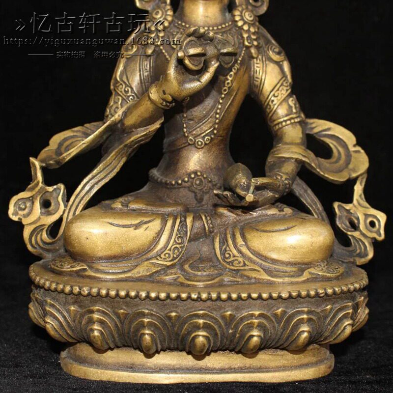 古玩杂项收藏仿古做旧黄铜铜器金刚萨多摆件
