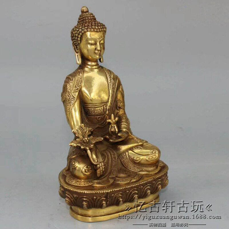 古玩杂项收藏仿古做旧黄铜铜器铜龙释迦摆件装饰物件收藏