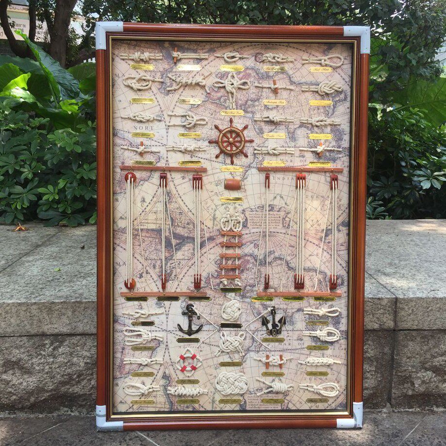木质工艺地中海挂墙式海洋相框水手绳结海洋挂画帆船壁画厂家直销