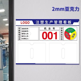 注塑工厂生产车间标识牌展板看板公示公告栏亚克力卡槽设备运行状