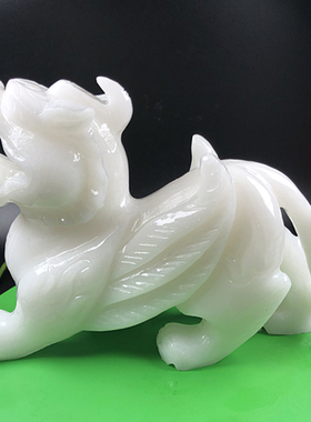 天然白玉貔貅动物手工桌面摆件现代吸财家M居客厅玄关简约摆放礼
