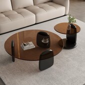 茶几客厅家用圆形桌子小户型轻奢简约现代2023新款 组合玻璃茶几桌