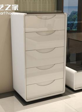 3Y烤漆五斗柜白色现代简约多抽屉储物柜卧室收纳柜子客厅斗柜