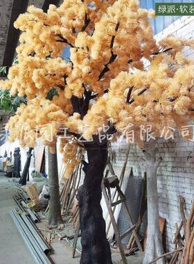 仿真松树枝带果松柏枝小区园林绿化人造假树叶松针迎客罗汉松树