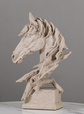 轻奢现代创意黑色马头摆件家居饰品电视柜玄关书房酒柜装饰品摆设